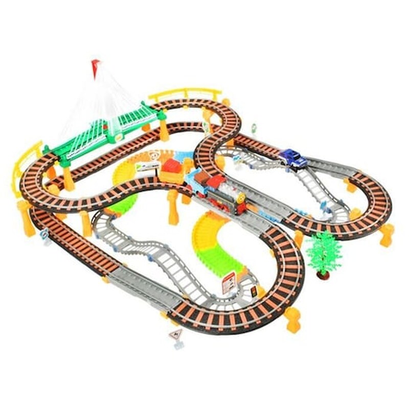 Σετ 2 Σε 1 Παιχνίδι Συναρμολογούμενος Σιδηρόδρομος Με Τρένο Και Αυτοκινητόδρομο Με Αξεσουάρ