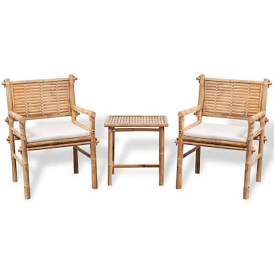 Vidaxl Σετ Επίπλων Bistro 3 Τεμαχίων Από Μπαμπού Με Μαξιλάρια image 1