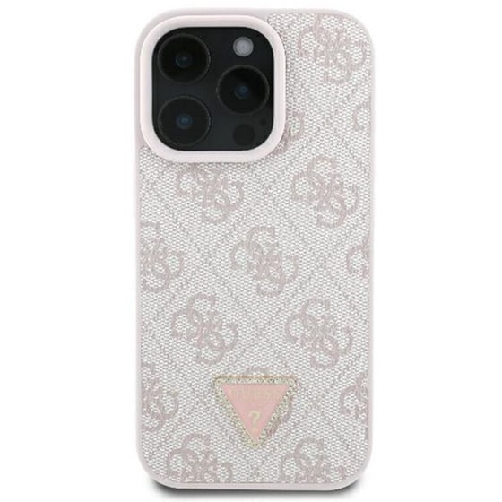 Θήκη Apple iPhone 16 Pro Guess Leather 4G Triangle - Ροζ image 2