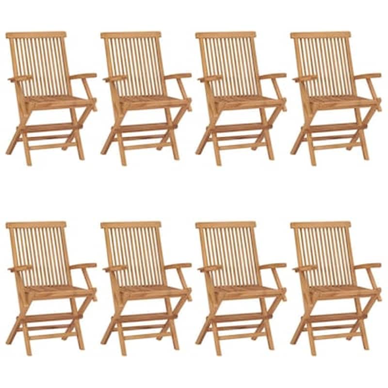 VIDAXL Vidaxl Καρέκλες Κήπου 8 Τεμ. Από Μασίφ Ξύλο Teak