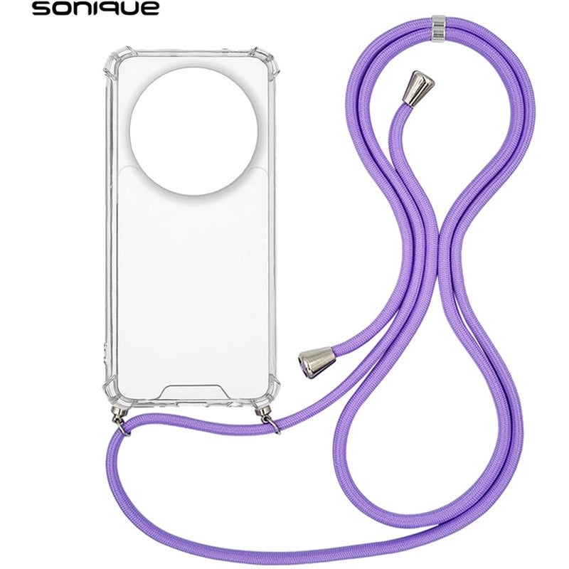 SONIQUE Θήκη Xiaomi Xiaomi 14 Ultra - Sonique Armor Σιλικόνης Με Κορδόνι Λιλά - Clear