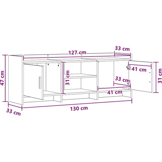 Έπιπλο Τηλεόρασης VidaXL 130 x 33 x 47 cm - Λευκό image 8