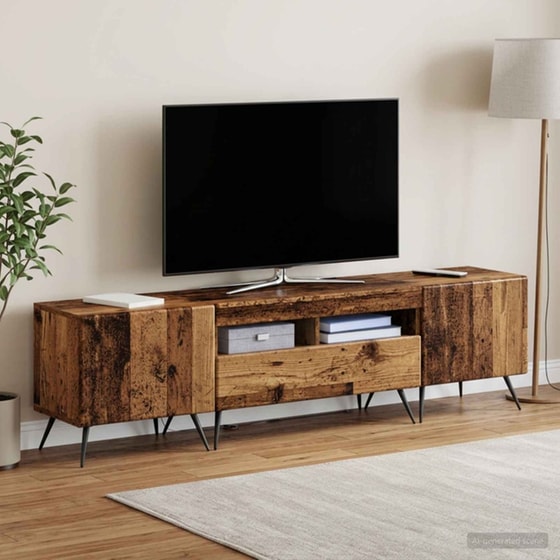 Έπιπλο Τηλεόρασης VidaXL BREDA με LED 3 τμχ 179 x 35 x 43 cm - Παλαιωμένο Ξύλο image 1