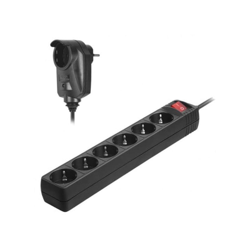 Πολύπριζο Ασφαλείας Sonora S1PSB601 6+1 Θέσεων 1.5m - Μαύρο