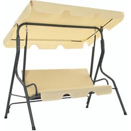 Κούνια Κήπου VidaXL με Σκίαστρο από Χάλυβα 170x110x153 cm - Λευκό Κρεμ