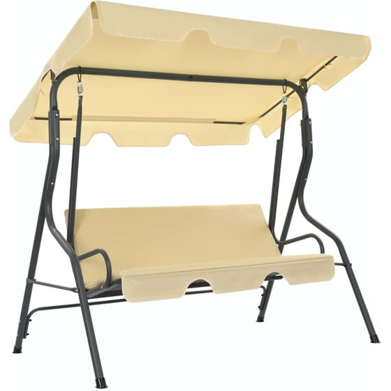 Κούνια Κήπου VidaXL με Σκίαστρο από Χάλυβα 170x110x153 cm - Λευκό Κρεμ image 0