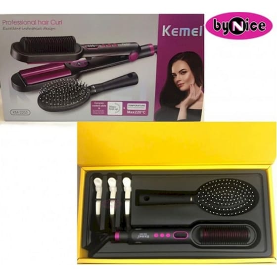 Ψαλίδι & Βούρτσα Μαλλιών Kemei Multistyler KM-2263 Μαύρο/Φούξια image 4