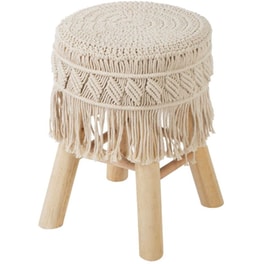 Σκαμπό Σαλονιού Spitishop A-s Ete Macrame 157154 41x39.5x42cm - Μπεζ