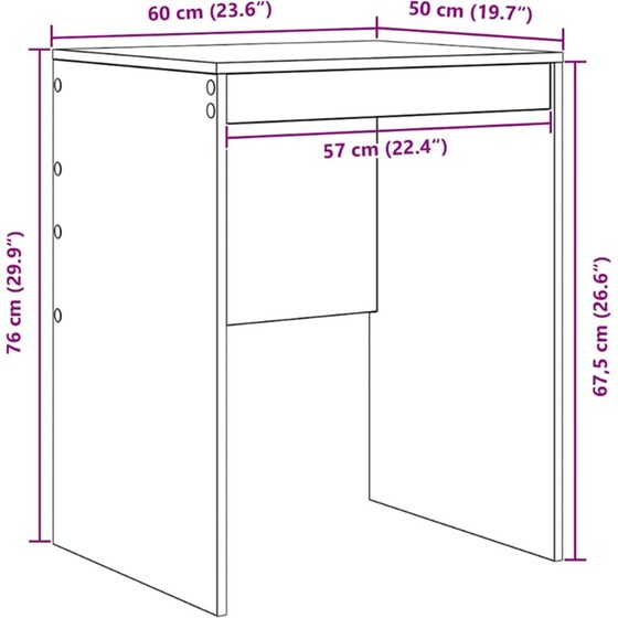 Γραφείο VidaXL 60x50x76 cm - Μαύρη Οξιά image 7