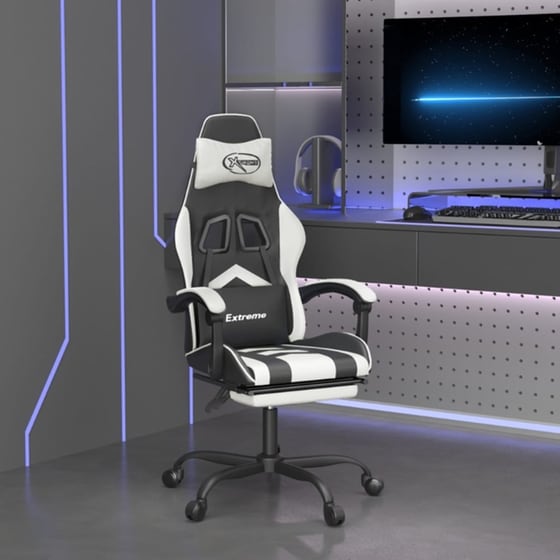 Καρέκλα Gaming VIDAXL 349608 με Υποπόδιο από Τεχνητό Δέρμα - Λευκή image 10