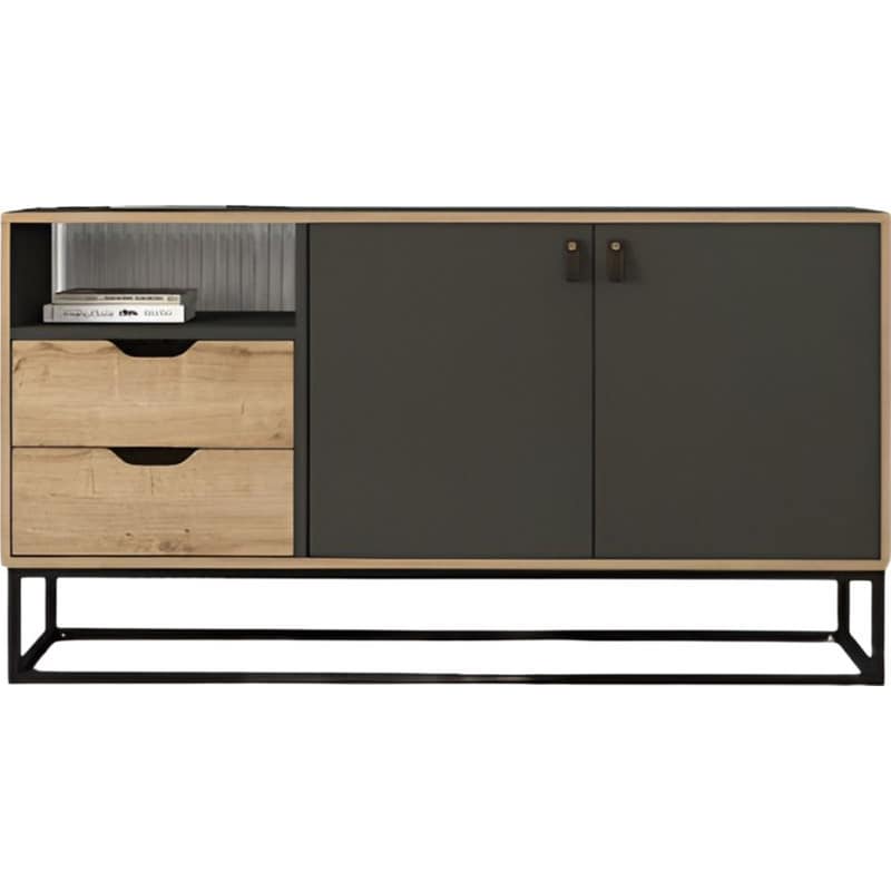 24MALL Μπουφές 24Mall Barbara από Μοριοσανίδα/Μέταλλο 150x35x80 cm - Καφέ/Μαύρος