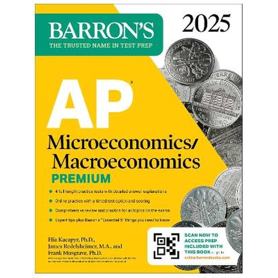 AP Microeconomics /Macroeconomics Premium, 2025: 4 Practice Tests + Comprehensive Review + Online Practice image 0