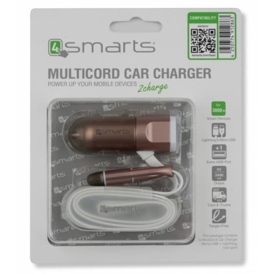 4smarts Multicord Charger Micro Usb+lighting Rose Gold image 1