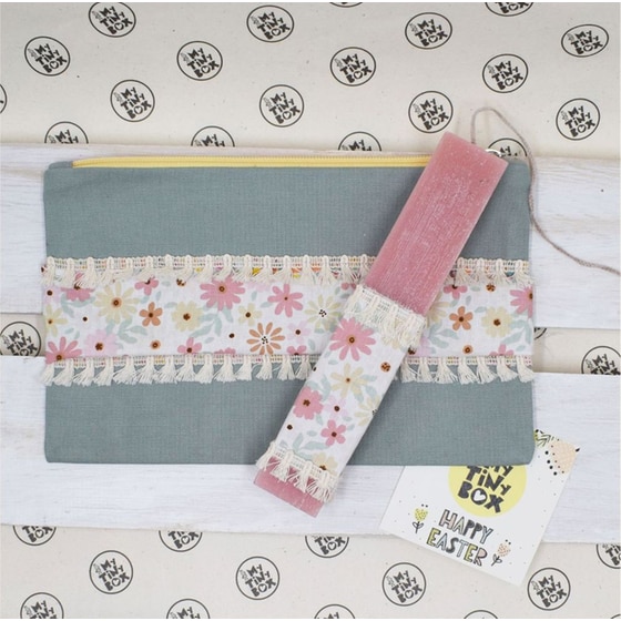 Λαμπάδα My Tiny Box Τσαντάκι Dusty Green - Daisy Pallete Ροζ image 0