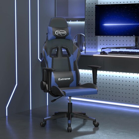 Καρέκλα Gaming VIDAXL 345445 με Ρυθμιζόμενα Μπράτσα από Τεχνητό Δέρμα - Μαύρο / Μπλε image 11