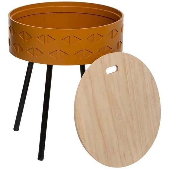 Τραπεζάκι Σαλονιού Spitishop A-s Shiro από MDF 166584b Φ38.5x45.5cm - Καφέ/Μαύρο image 1