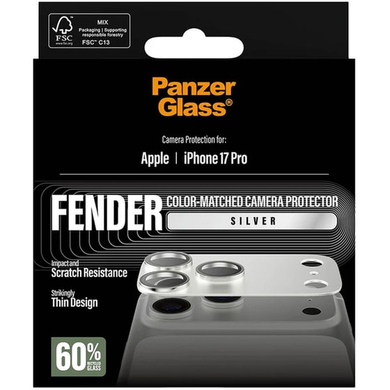 Προστατευτικό καμερών Apple iPhone 17 Pro - PanzerGlass Fender Camera Protector - Silver image 3