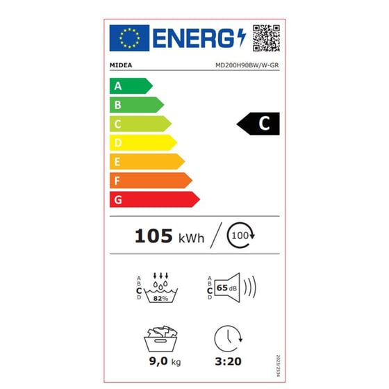 MIDEA MD200H90BWW 9 kg με Αντλία Θερμότητας Λευκό Στεγνωτήριο Ρούχων image 3