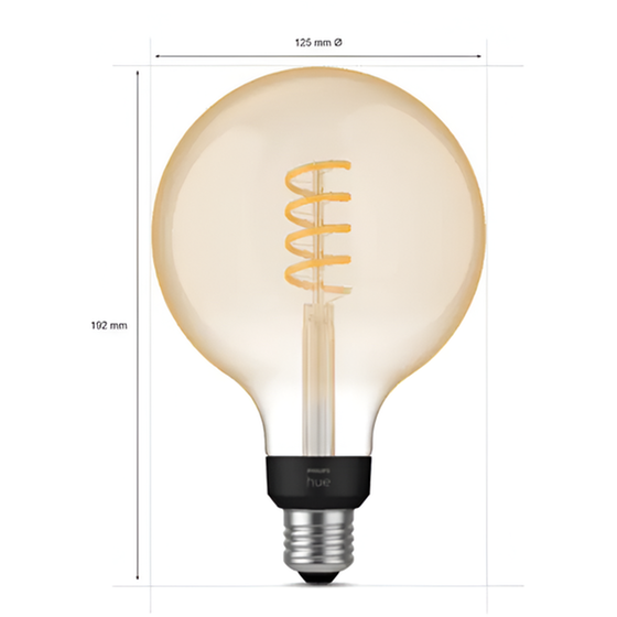 Έξυπνη Λάμπα Philips Hue Filament Globe 7W G125 E27 - Λευκό image 1