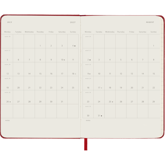 Ημερολόγιο Εβδομαδιαίο 2027 Moleskine 12M Pocket Hardcover Κόκκινο image 3
