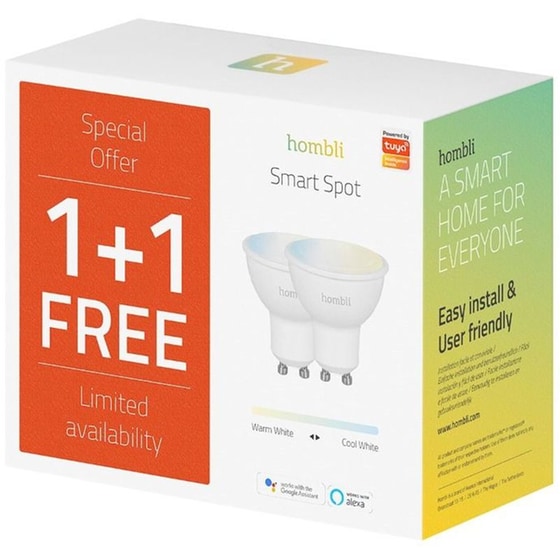 Έξυπνη Λάμπα Hombli Smart GU10 4.5W WHT Dimmable 2 Τμχ - Ρυθμιζόμενο Λευκό image 3