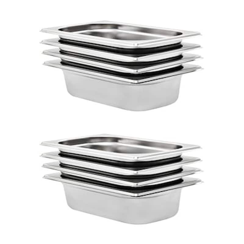 VIDAXL Vidaxl Λεκάνες Gastronorm 8 Τεμ. Gn 1/4 65 Χιλ. Από Ανοξείδωτο Ατσάλι