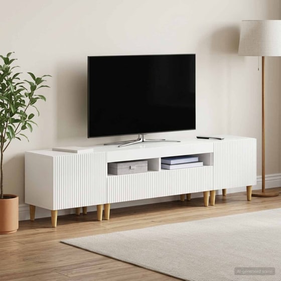 Έπιπλο Τηλεόρασης VidaXL ARNHEM με LED 3 τμχ 198 x 35 x 43 cm - Λευκό image 1