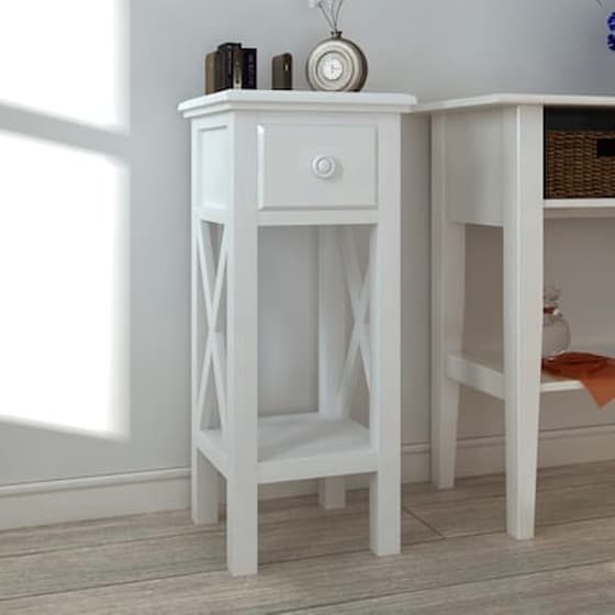 Τραπεζάκι Σαλονιού VidaXL από Ξύλο Πεύκου 27x27x65.5cm - Λευκό image 1