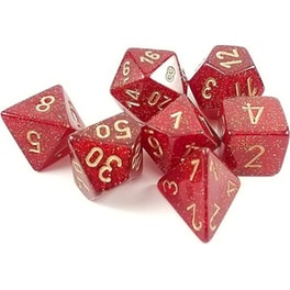Σετ 7 Διαφανών Πολύεδρων Ζαριών  Chessex  για Επιτραπέζια Παιχνίδια - Κόκκινο
