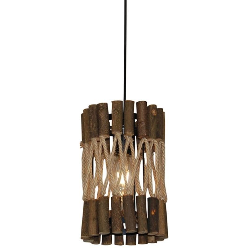 HOMELIGHTING Φωτιστικό Οροφής Μονόφωτο Homelighting Kotel από Ξύλο 20x20x30-120 cm - Καφέ/Μαύρο