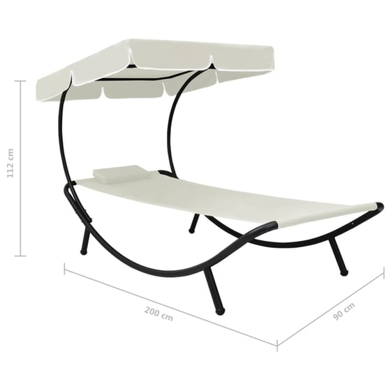 Ξαπλώστρα VidaXL με Σκίαστρο από Ατσάλι 200x90x112 cm - Μπεζ image 6