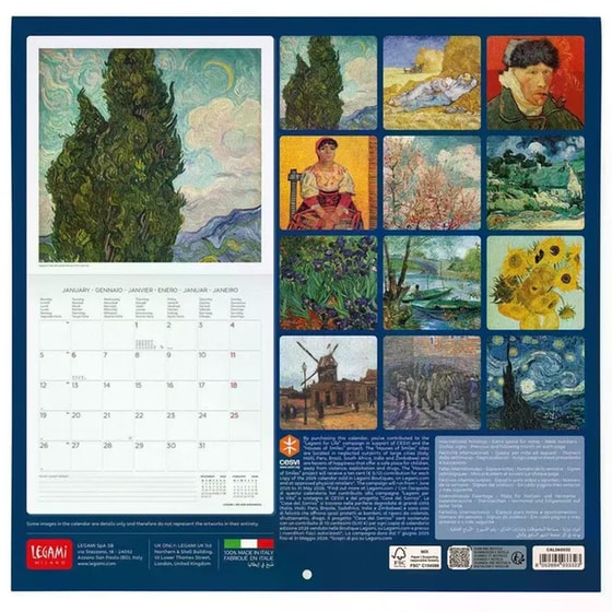 Ημερολόγιο Τοίχου Legami 2026 Vincent Van Gogh 30x29cm image 1