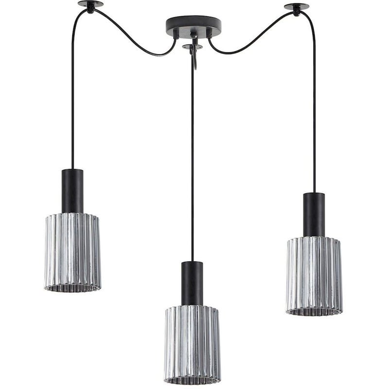 Φωτιστικό Οροφής Τρίφωτο Homelighting 77-8485 Γυάλινο/Μεταλλικό - Μαύρο/Γκρι