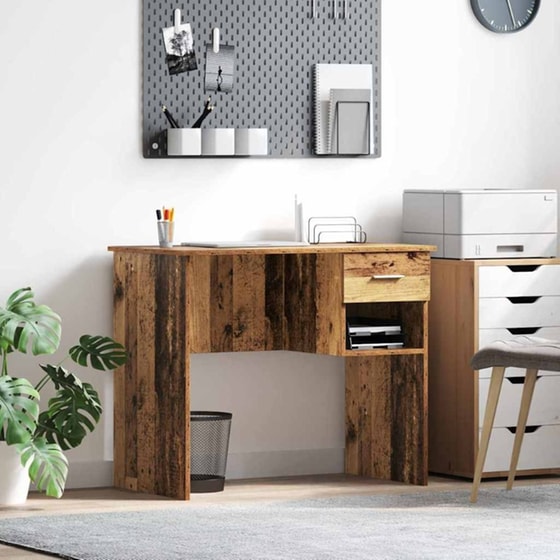 Γραφείο VidaXL από Επεξεργασμένο Ξύλο 90x49x75 cm - Παλιό Ξύλο image 1
