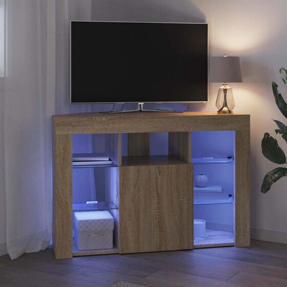Έπιπλο Τηλεόρασης VidaXL Γωνιακό με LED 100 x 40 x 68 cm - Sonoma Δρυς image 3