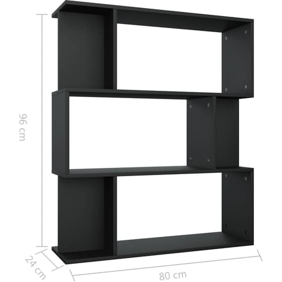 Βιβλιοθήκη VidaXL από Μοριοσανίδα 80x24x96 cm - Μαύρο image 6