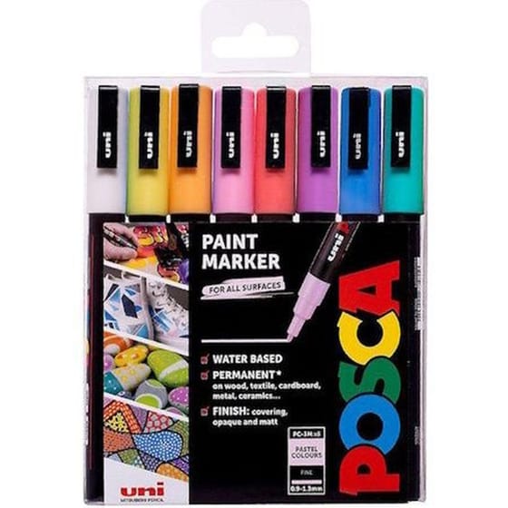 Μαρκαδόροι Ζωγραφικής Posca 3M Basic (8 Τεμάχια) image 1