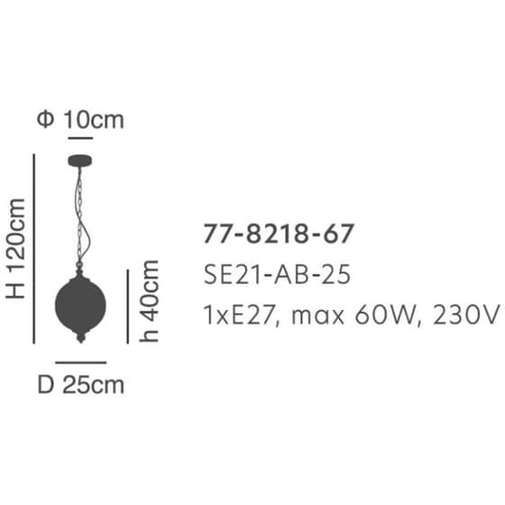 Φωτιστικό Οροφής Μονόφωτο Homelighting Locke από Γυαλί/Μέταλλο Φ25x40-120 cm - Λευκό/Χρυσό image 1