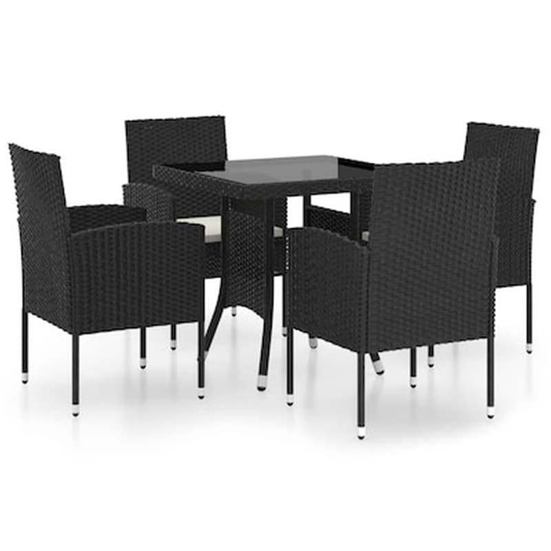 Vidaxl Σετ Τραπεζαρίας Κήπου 5 Τεμαχίων Μαύρο Από Συνθετικό Ρατάν
