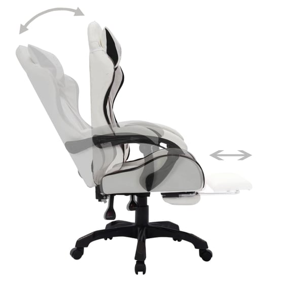 Καρέκλα Gaming Vidaxl Racing RGB από Συνθετικό Δέρμα - Λευκή/Μαύρη image 3