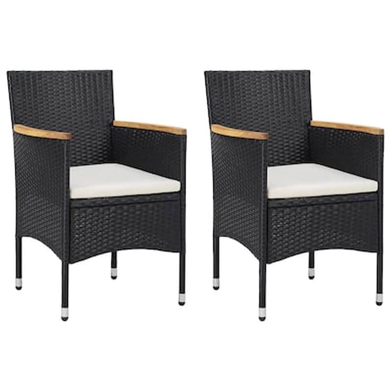 Καρέκλες Τραπεζαρίας Κήπου Vidaxl από Συνθετικό Ρατάν 2 Τεμ. 52x57x84cm - Μαύρες