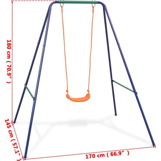 VidaXL Παιδική Κούνια 2 σε 1 Μονή & Κούνια Νηπίου - - Μπλε/ Πράσινο/ Πορτοκαλί image 14