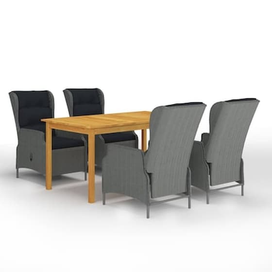 Vidaxl Σετ Τραπεζαρίας Κήπου 5 Τεμαχίων Ανοιχτό Γκρι image 0