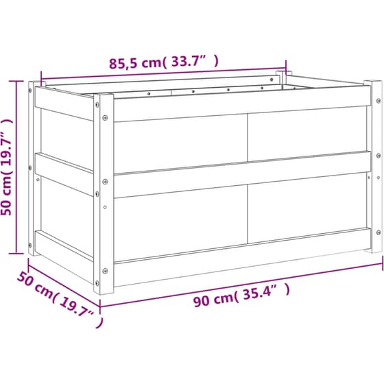 Ζαρντινιέρα VidaXL από Μασίφ Ξύλο Πεύκου 90x50cm - Καφέ image 9