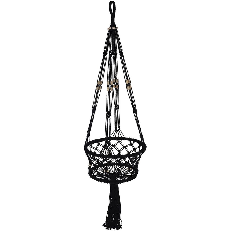 Θήκη Γλάστρας/Κασπώ Μακραμέ Υφασμάτινο 30x45cm - Μαύρο