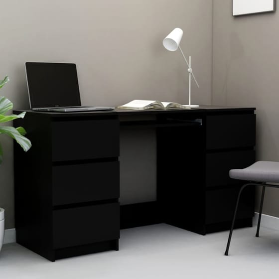 Γραφείο με Συρτάρια VidaXL από Μοριοσανίδα 140x50cm - Μαύρο image 1