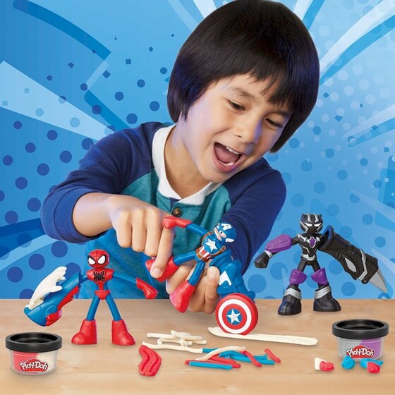 Hasbro Play-Doh Marvel Hero Adventure Set Spiderman/ Black Panther/ Captain America 6 Τμχ image 8