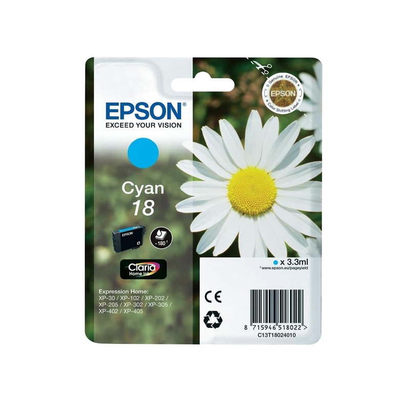 Epson 18 Κυανό Μελάνι Εκτυπωτή C13T18024010