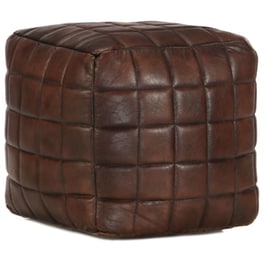 Vidaxl Πουφ Σκούρο Καφέ 40 X 40 X 40 Εκ. Από Γνήσιο Δέρμα Κατσίκας
