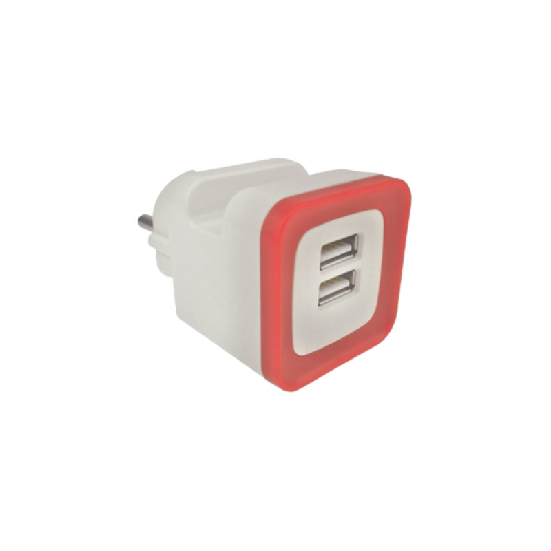 Αντάπτορας Eurolamp 147-09001 Schuko σε 2 USB 5V – Κόκκινο